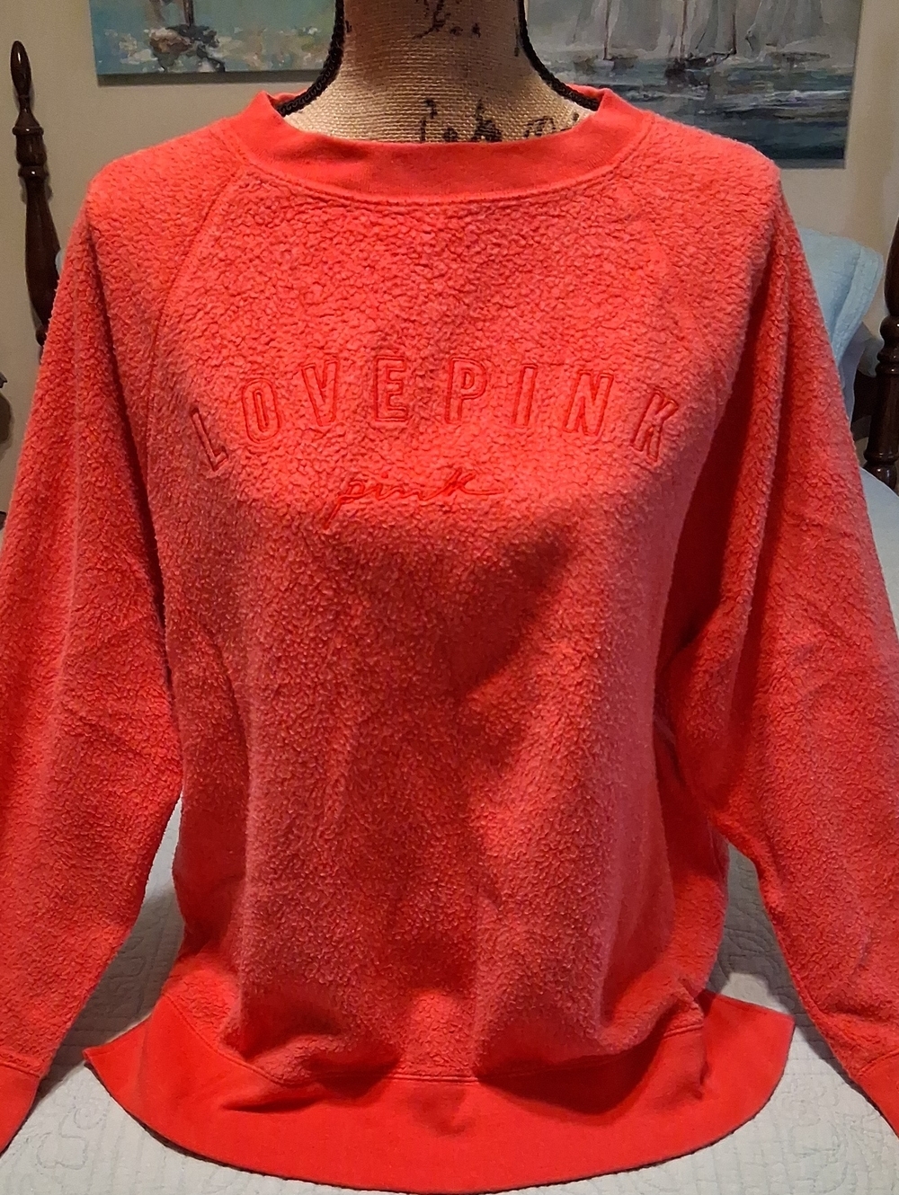 LOVE PINK Coral Sherpa Crewneck Sweatshirt